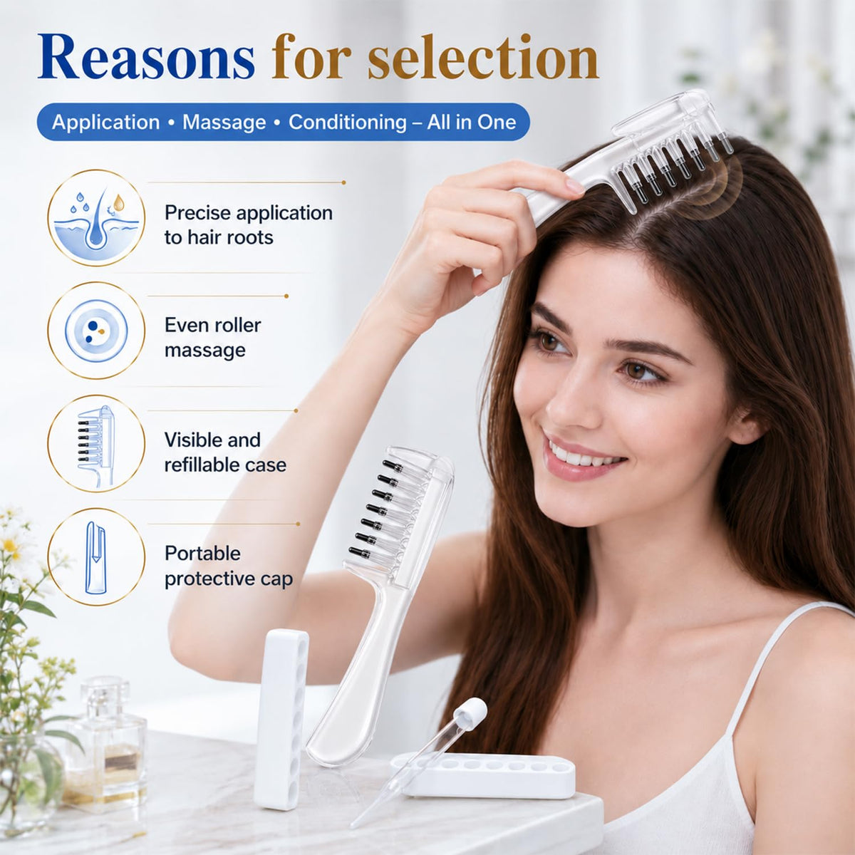 Scalp Oil Applicator Comb – Refillable Hair Oil & Scalp Massager