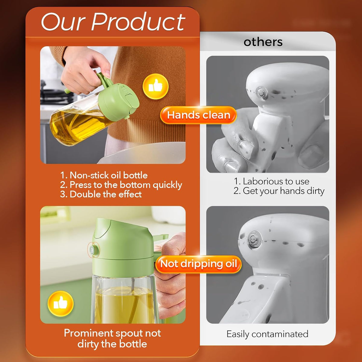 2 in 1 Oil Spray and Pouring Bottle 500ml