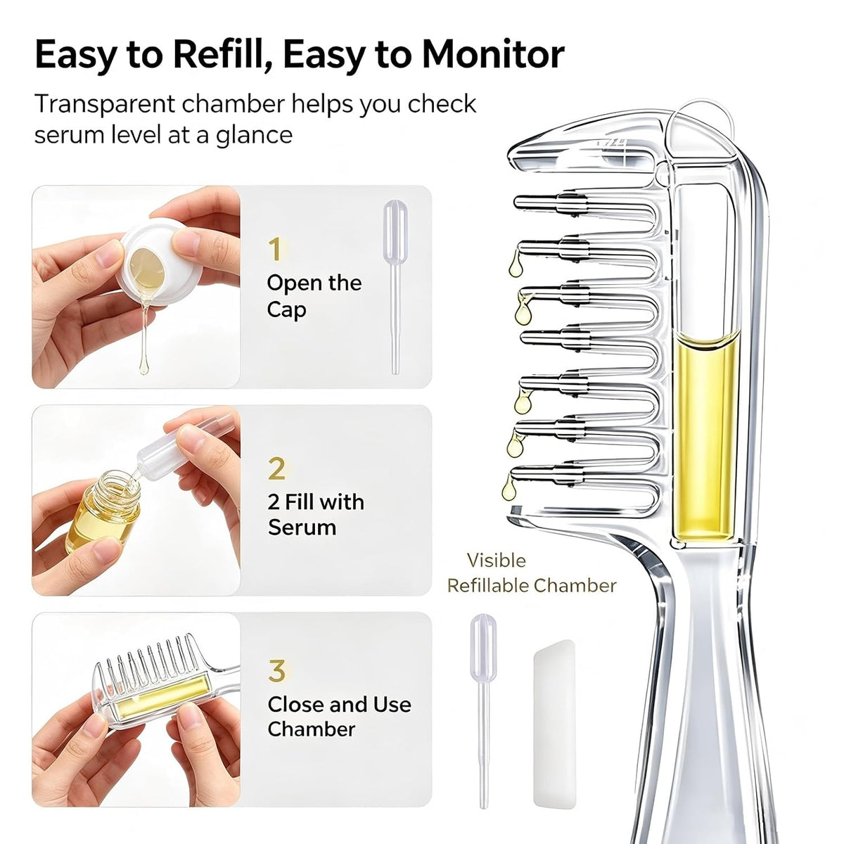 Scalp Oil Applicator Comb – Refillable Hair Oil & Scalp Massager